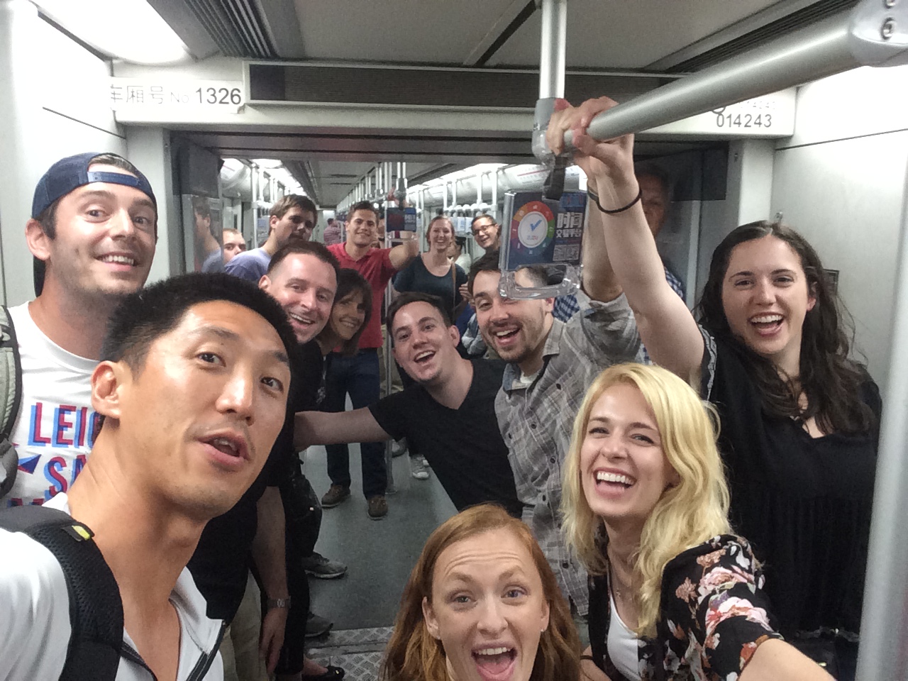 american students in subway in china