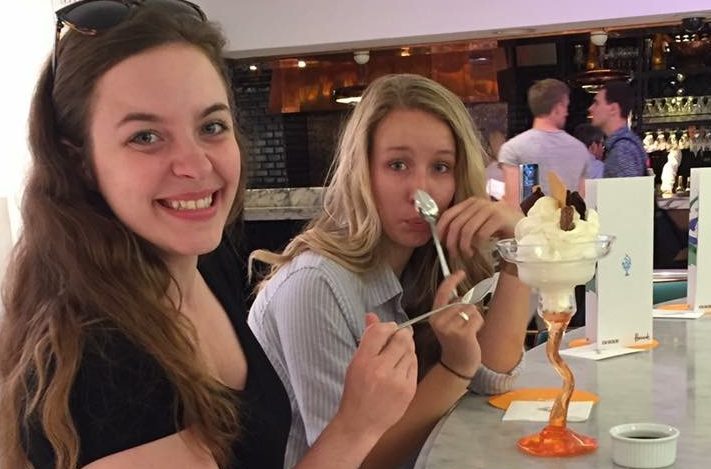 two women eating ice cream