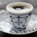 German coffee in a blue teacup