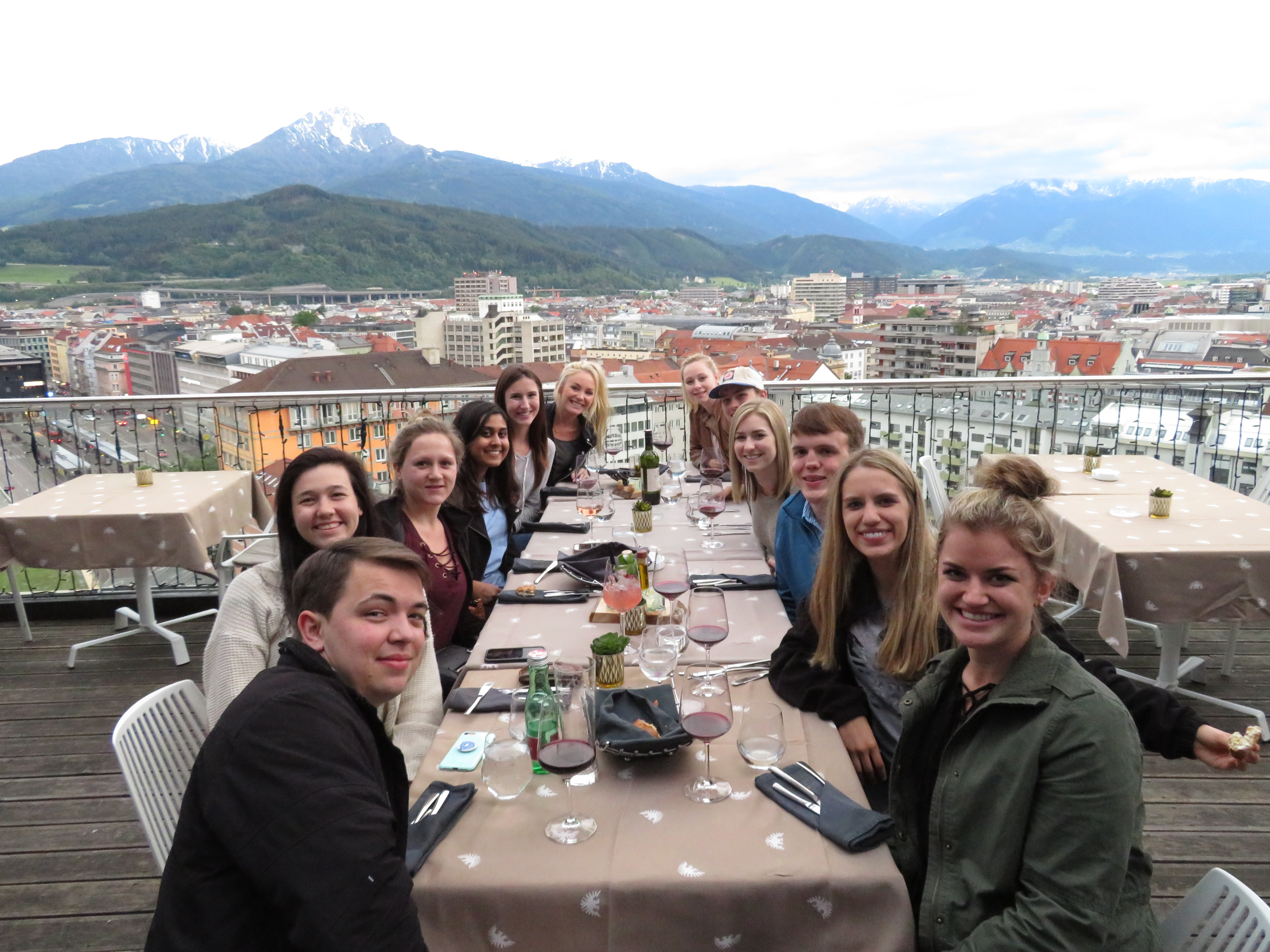 students enjoying lunch while studying abroad