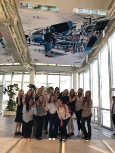 students visiting BMW with international business seminars 