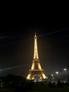 Eiffel Tower alight at night