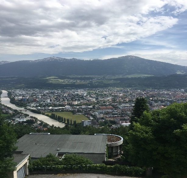 View of the city of Innsbruck from the top of a mountain