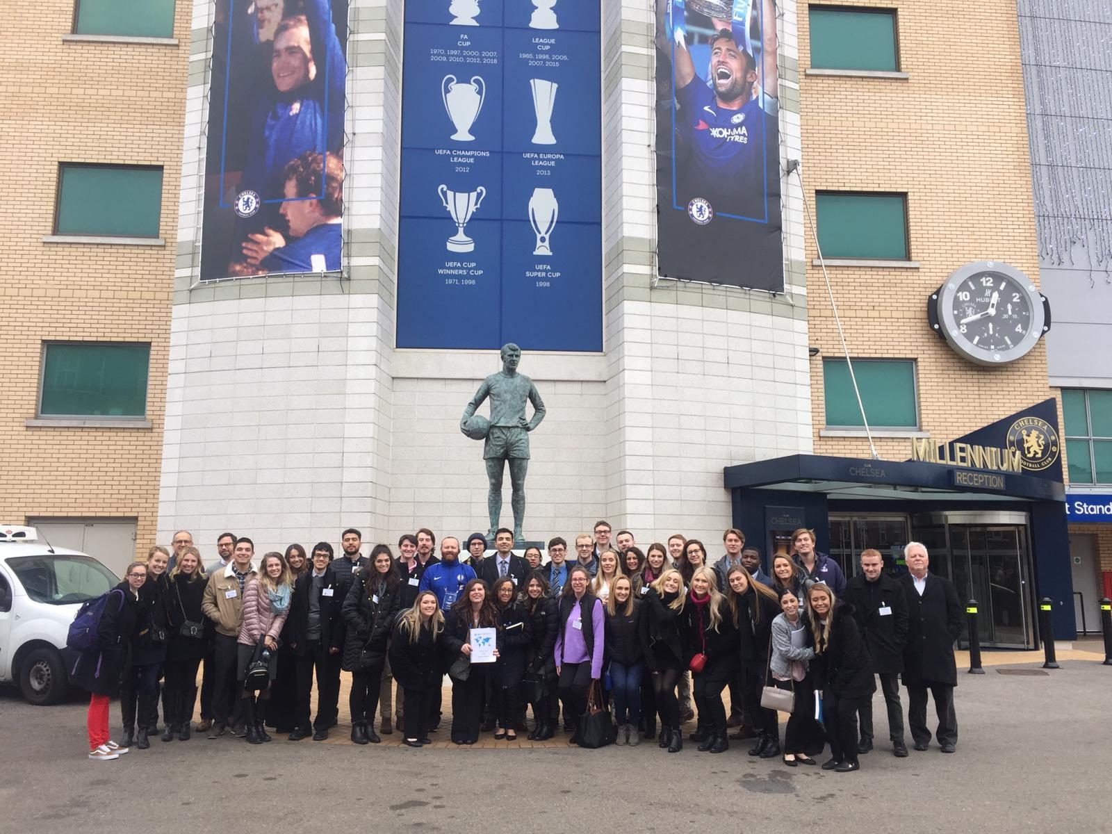 IBS Students outside the Chelsea Football Club