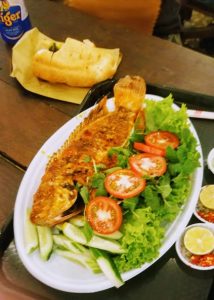 Fried fish from the street food market