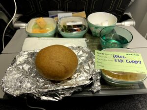 In flight meal while traveling to a new country