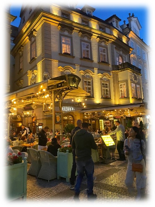 Hotel in Munich at night